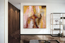 Load image into Gallery viewer, Brown Pink Gold Abstract Original Painting Red Artwork Contemporary Qp023