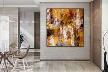 Load image into Gallery viewer, Brown Yellow Bright Abstract Original Painting On Canvas Qp022