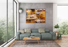 Load image into Gallery viewer, Brown Yellow Bright Abstract Original Painting On Canvas Qp022