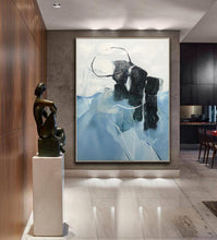 Load image into Gallery viewer, Light Blue Painting Green Painting, Minimalist Abstract Painting Gp016