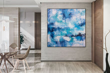 Load image into Gallery viewer, Blue And White Palette Knife Artwork Original Abstract Painting Fp027