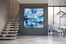 Load image into Gallery viewer, Blue And White Palette Knife Artwork Original Abstract Painting Fp027
