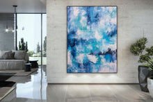Load image into Gallery viewer, Blue And White Palette Knife Artwork Original Abstract Painting Fp027