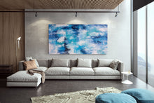 Load image into Gallery viewer, Blue And White Palette Knife Artwork Original Abstract Painting Fp027