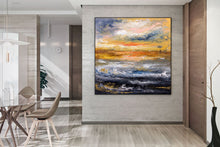 Load image into Gallery viewer, Blue Yellow Sea Palette Knife Painting Original Abstract Painting Fp077