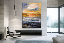 Load image into Gallery viewer, Blue Yellow Sea Palette Knife Painting Original Abstract Painting Fp077