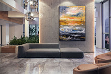 Load image into Gallery viewer, Blue Yellow Sea Palette Knife Painting Original Abstract Painting Fp077