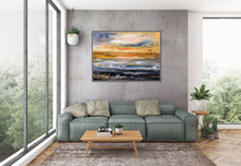 Load image into Gallery viewer, Blue Yellow Sea Palette Knife Painting Original Abstract Painting Fp077