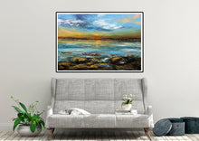 Load image into Gallery viewer, Blue Yellow Sea Palette Knife Painting Original Landscape Painting Fp049