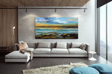 Load image into Gallery viewer, Blue Yellow Sea Palette Knife Painting Original Landscape Painting Fp049