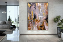 Load image into Gallery viewer, Pink Gray Gold Palette Knife Abstract Painting Modern Wall Decor Fp082