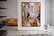 Load image into Gallery viewer, Pink Gray Gold Palette Knife Abstract Painting Modern Wall Decor Fp082