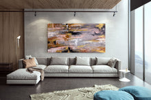 Load image into Gallery viewer, Pink Gray Gold Palette Knife Abstract Painting Modern Wall Decor Fp082