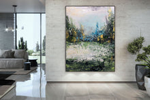 Load image into Gallery viewer, Green Blue Yellow Abstract Painting Landscape Canvas Art Fp052