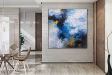 Load image into Gallery viewer, Blue White Gold Contemporary Art Office Oversize Artworks Qp030