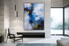 Load image into Gallery viewer, Blue White Gold Contemporary Art Office Oversize Artworks Qp030