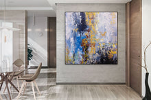 Load image into Gallery viewer, Blue Purple Yellow Abstract Painting on Canvas Sofa Size Wall Art Fp080