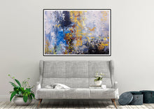 Load image into Gallery viewer, Blue Purple Yellow Abstract Painting on Canvas Sofa Size Wall Art Fp080