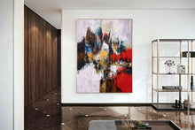 Load image into Gallery viewer, Red Yellow Brown Abstract Painting on Canvas Acrylics Painting Qp033