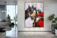 Load image into Gallery viewer, Red Yellow Brown Abstract Painting on Canvas Acrylics Painting Qp033