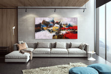Load image into Gallery viewer, Red Yellow Brown Abstract Painting on Canvas Acrylics Painting Qp033