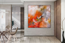 Load image into Gallery viewer, Orange Gray White Abstract Painting Colorful Textured Art Fp055
