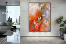 Load image into Gallery viewer, Orange Gray White Abstract Painting Colorful Textured Art Fp055