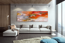 Load image into Gallery viewer, Orange Gray White Abstract Painting Colorful Textured Art Fp055