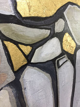 Load image into Gallery viewer, Gold Gray Brown Abstract Painting on Canvas Kp043