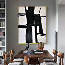Load image into Gallery viewer, Black and White Wall Art Oversized Abstract Painting on Canvas Op043