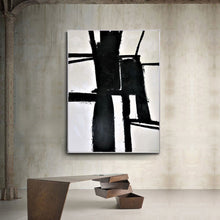 Load image into Gallery viewer, Black and White Wall Art Oversized Abstract Painting on Canvas Op043