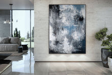 Load image into Gallery viewer, Black White Blue Abstract Painting Modern Paintings Fp028