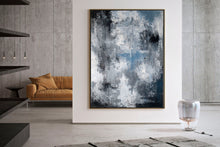 Load image into Gallery viewer, Black White Blue Abstract Painting Modern Paintings Fp028