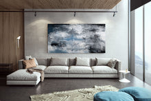 Load image into Gallery viewer, Black White Blue Abstract Painting Modern Paintings Fp028