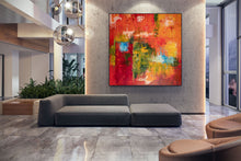Load image into Gallery viewer, Red Green Orange Abstract Painting Colorful Abstract Art Fp050