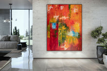 Load image into Gallery viewer, Red Green Orange Abstract Painting Colorful Abstract Art Fp050