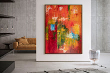 Load image into Gallery viewer, Red Green Orange Abstract Painting Colorful Abstract Art Fp050