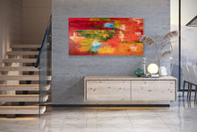 Load image into Gallery viewer, Red Green Orange Abstract Painting Colorful Abstract Art Fp050