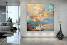 Load image into Gallery viewer, Navy Blue Yellow Red Abstract Painting Home Decor Wall Art Qp026