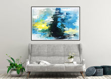 Load image into Gallery viewer, Blue White Yellow Abstract Painting on Canvas Knife Painting Qp004