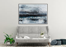 Load image into Gallery viewer, Black Blue Gray Wall Art Textured Abstract Painting Contemporary Art Fp098