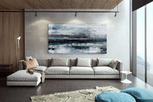 Load image into Gallery viewer, Black Blue Gray Wall Art Textured Abstract Painting Contemporary Art Fp098