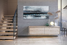 Load image into Gallery viewer, Black Blue Gray Wall Art Textured Abstract Painting Contemporary Art Fp098