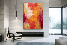 Load image into Gallery viewer, Red Yellow White Abstract Painting on Canvas Fp097