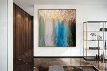 Load image into Gallery viewer, Gold White Blue Abstract Painting Home Decor Modern Fp096