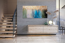 Load image into Gallery viewer, Gold White Blue Abstract Painting Home Decor Modern Fp096