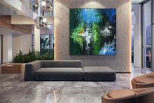 Load image into Gallery viewer, Blue Green White Abstract Wall Art Unique Painting Qp003