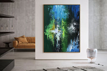 Load image into Gallery viewer, Blue Green White Abstract Wall Art Unique Painting Qp003