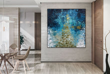 Load image into Gallery viewer, Deep Blue Gold Abstract Paitning Living Room Wall Art Fp087