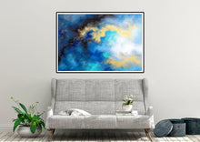 Load image into Gallery viewer, Blue Yellow Gold Abstract Original Painting On Canvas Large Artwork Fp085